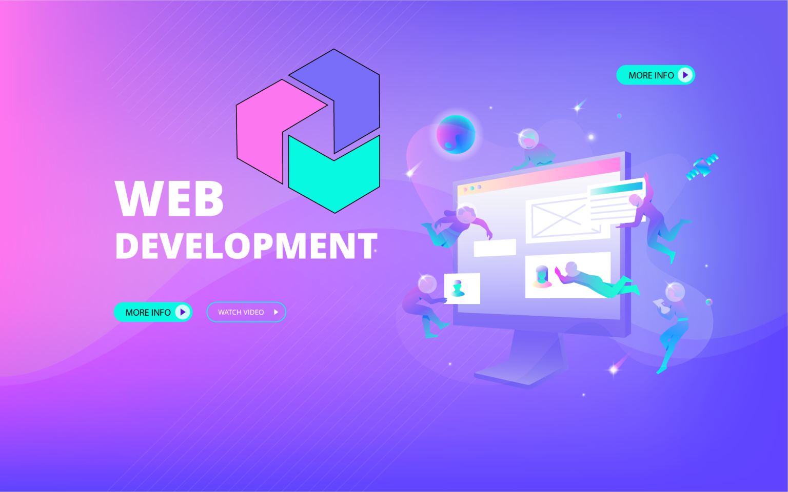 Illustratie designtrend voorbeeld met sociale media karakters en abstracte visuele elementen voor moderne webdesign